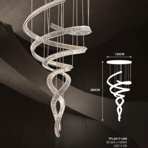 Đèn thả pha lê Led đường kính 1.2m TPL801T1200