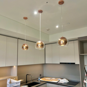 Đèn thả đơn đường kính 20cm Màu Hồng chóa Thủy tinh TT20H