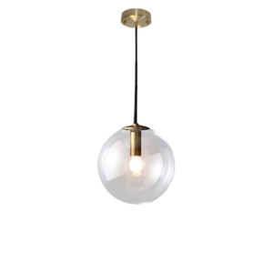 Đèn thả đơn đường kính 20cm nắp Vàng chóa Thủy tinh TT21-200-NapVang-ThuyTinh