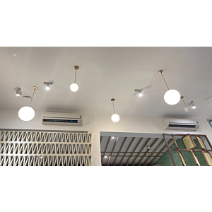 Đèn thả cầu mặt trăng nắp vàng D200 TT41V/200