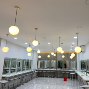 Đèn thả cầu mặt trăng nắp vàng D350 TT41V/350