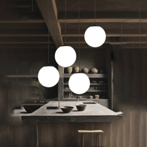 Đèn thả cầu mặt trăng nắp đen D200 TT41D/200