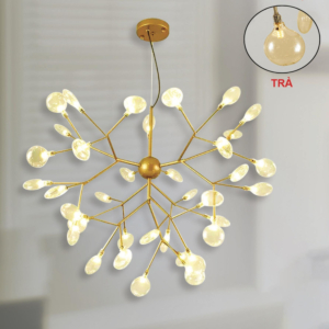 Đèn Hera Decor thân màu Vàng 36 bóng chao màu Trà TTKHERA-36-Vang-ChaoTra