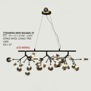 Đèn Hera Decor thân màu Đen 27 bóng chao màu Trà TTKHERA-Den-Ngang-27-ChaoTra