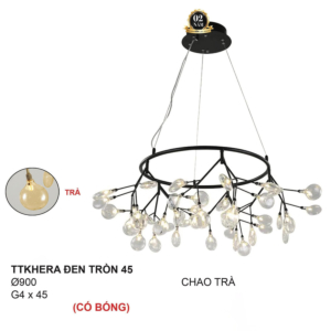 Đèn Hera Decor thân màu Đen 45 bóng chao màu Trà TTKHERA-Den-Tron-45-ChaoTra