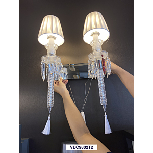 Đèn Tường Pha Lê Đôi Sang Trọng Với Chao Vải Cao Cấp VDC9802T2