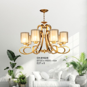 Đèn chùm hợp kim chao kính 8 tay CH-8162/8