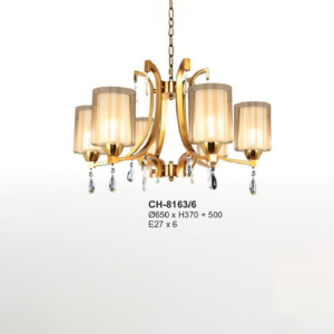Đèn chùm hợp kim chao kính 6 tay CH-8163/6