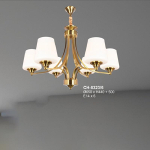 Đèn chùm hợp kim màu vàng đồng 6 tay CH-8323/6