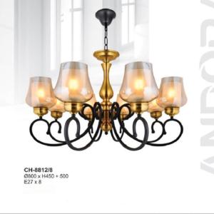Đèn chùm hợp kim chao trà 8 tay CH-8812/8