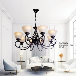 Đèn chùm hợp kim đen nghệ thuật 8 tay CH-8912/8