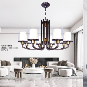 Đèn chùm hợp kim đen phong cách Bắc Âu 8 tay CH-8134/8