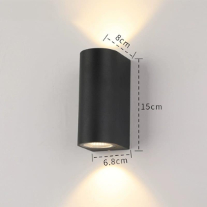 Đèn gắn tường trụ tròn đen 2 đầu sáng VL-8004/2-BK