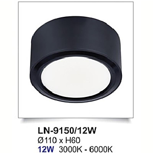 Đèn lon ốp nổi đen LN-9150/12W-AST