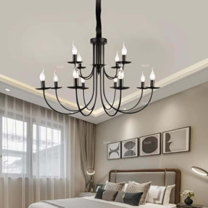Đèn chùm nến màu đen 12 tay CC9107/8+4