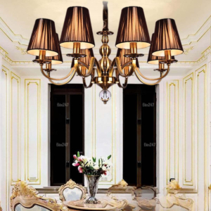 Đèn chùm chao vải màu nâu vàng CC9115/8