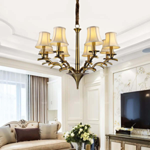 Đèn chùm chóa vải 8 tay màu đồng nâu CC9116/8