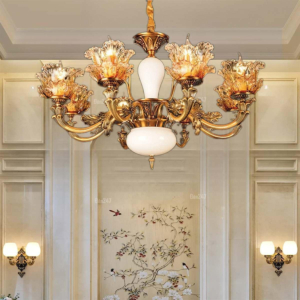 Đèn chùm 8 tay chao pha lê màu đồng nâu CN8017/8