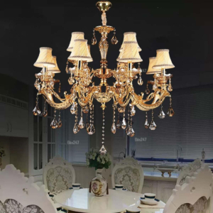 Đèn chùm nến chao vải 2 tầng 12 tay CN8121/12
