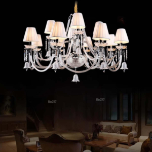 Đèn chùm chao vải pha lê K9 12 tay CN8144/8+4