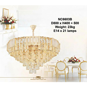 Đèn thả pha lê K9 thân hợp kim NC6603B