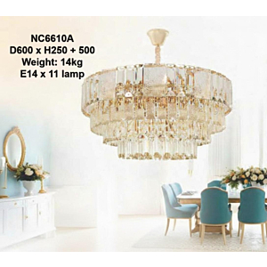 Đèn thả pha lê K9 thân hợp kim NC6610A