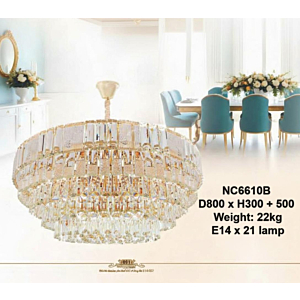 Đèn thả pha lê K9 thân hợp kim NC6610B