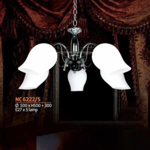 Đèn chùm chao thủy tinh inox NC6222/5