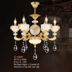 Đèn chùm đá bạch ngọc pha lê K9 C-135/6
