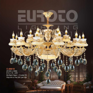 Đèn chùm đá bạch ngọc pha lê K9 C-269/18