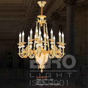 Đèn chùm cổ điển đá bạch ngọc thiên nhiên C-412/12