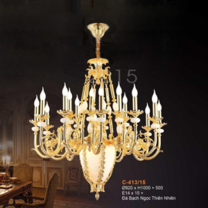Đèn chùm cổ điển đá bạch ngọc thiên nhiên C-413/15