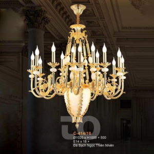 Đèn chùm cổ điển đá bạch ngọc thiên nhiên C-414/18