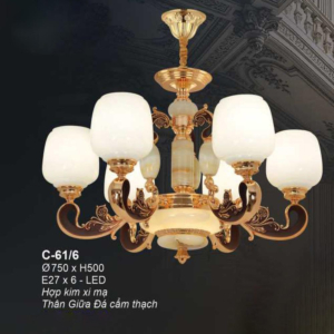 Đèn chùm cổ điển thân giữa đá cẩm thạch C-61/6