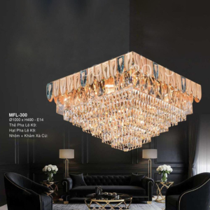 Đènốp trần thẻ pha lê K9 nhôm khảm xà cừ MFL-300