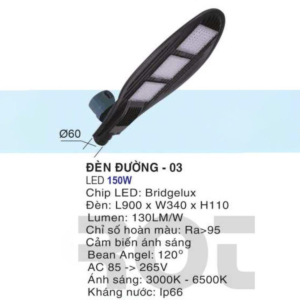 Đèn đường siêu sáng cảm biến ánh sáng DD-03-AST