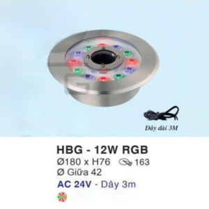 Đèn âm nước ánh sáng nhiều màu HBG-12W-RGB