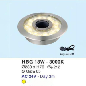 Đèn âm nước ánh sáng vàng HBG-18W-ASV
