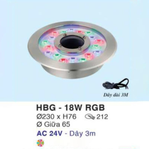 Đèn âm nước ánh sáng nhiều màu HBG-18W-RGB