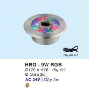 Đèn âm nước ánh sáng nhiều màu HBG-9W-RGB