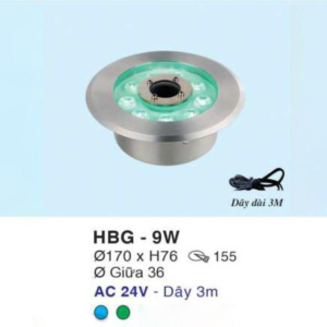Đèn âm nước ánh sáng vàng HBG-9W-ASV