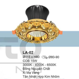 Đèn âm trần đồng nguyên chất cổ điển xi mạ vàng ánh sáng trung tính LA-02-ASTT