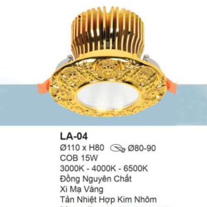 Đèn âm trần đồng nguyên chất cổ điển xi mạ vàng ánh sáng trắng LA-04-driver-philips-AST