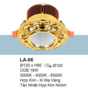 Đèn âm trần cổ điển xi mạ vàng ánh sáng trung tính LA-06-ASTT