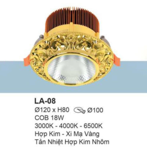 Đèn âm trần cổ điển xi mạ vàng ánh sáng trung tính LA-08-ASTT
