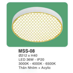 Đèn ốp trần siêu sáng tổ ong chống chói MSS-08