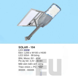 Đèn đường năng lượng mặt trời siêu sáng SOLAR-104-ASV