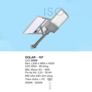 Đèn đường năng lượng mặt trời siêu sáng SOLAR-107-ASV