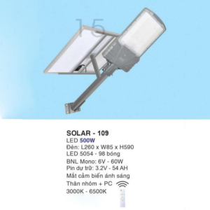Đèn đường năng lượng mặt trời siêu sáng SOLAR-109-AST