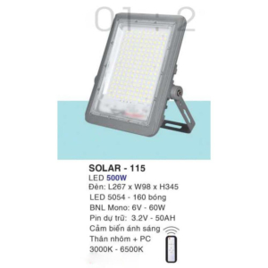 Đèn pha năng lượng mặt trời cảm biến ánh áng SOLAR-115-AST
